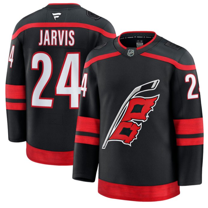 Men's Seth Jarvis Jersey #24 Carolina Hurricanes Premium All Stitched Black