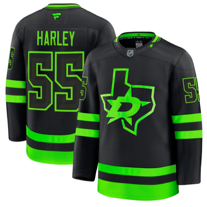 Men's Thomas Harley Jersey #55 Dallas Stars Premium All Stitched Black