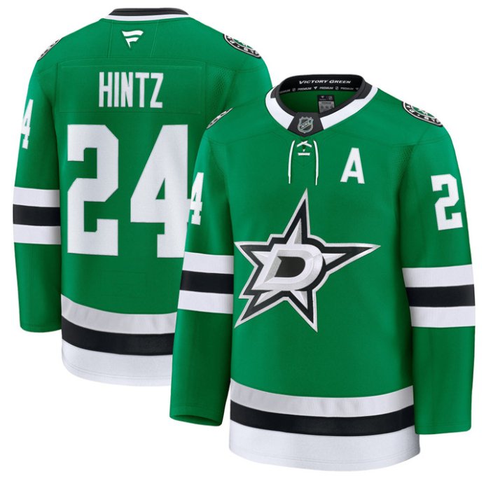 Men's Roope Hintz Jersey #24 Dallas Stars Premium All Stitched Kelly Green