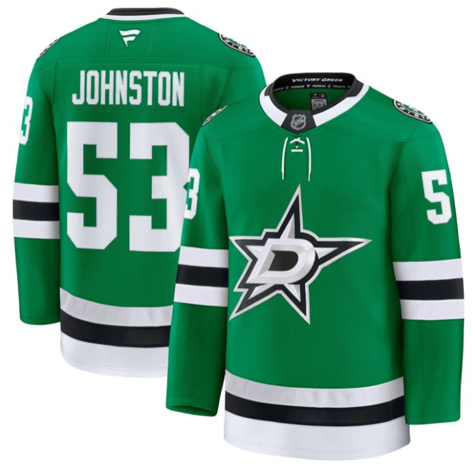 Men's Wyatt Johnston Jersey #53 Dallas Stars Premium All Stitched Kelly Green