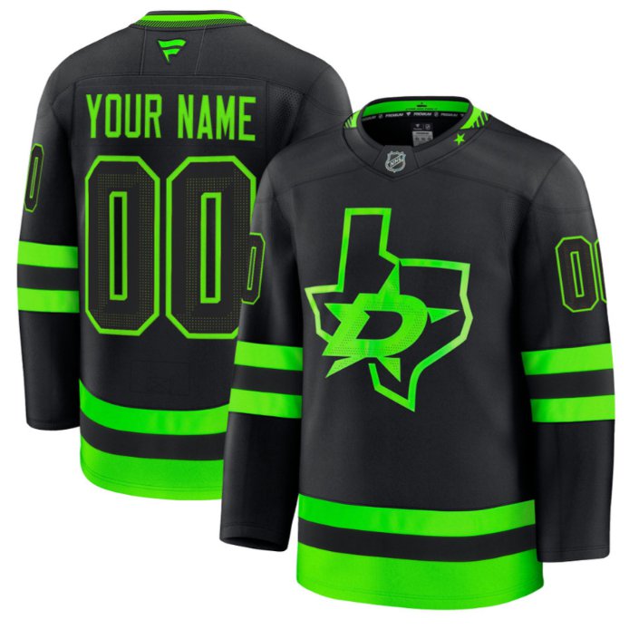Custom Dallas Stars Premium Jersey Name and Number All Stitched Black