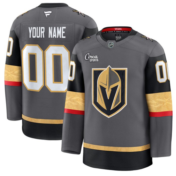 Custom Vegas Golden Knights Jersey Name Number Premium All Stitched Gray