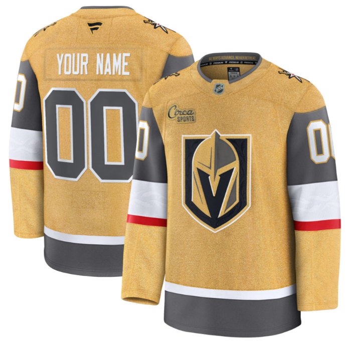 Custom Vegas Golden Knights Jersey Name Number Premium All Stitched Gold