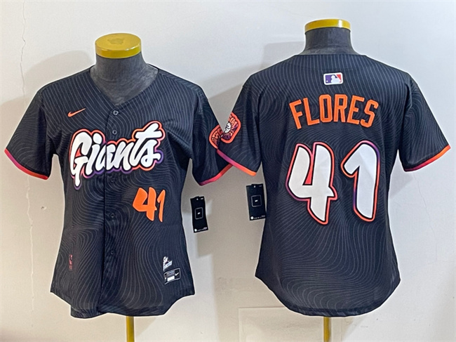 Youth San Francisco Giants #41 Wilmer Flores Anthracite 2025 City Connect Limited Stitched Baseball Jersey