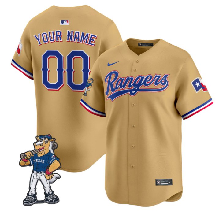 Custom Texas Rangers Captain State Patch Nike Limited Stitched Baseball Jersey