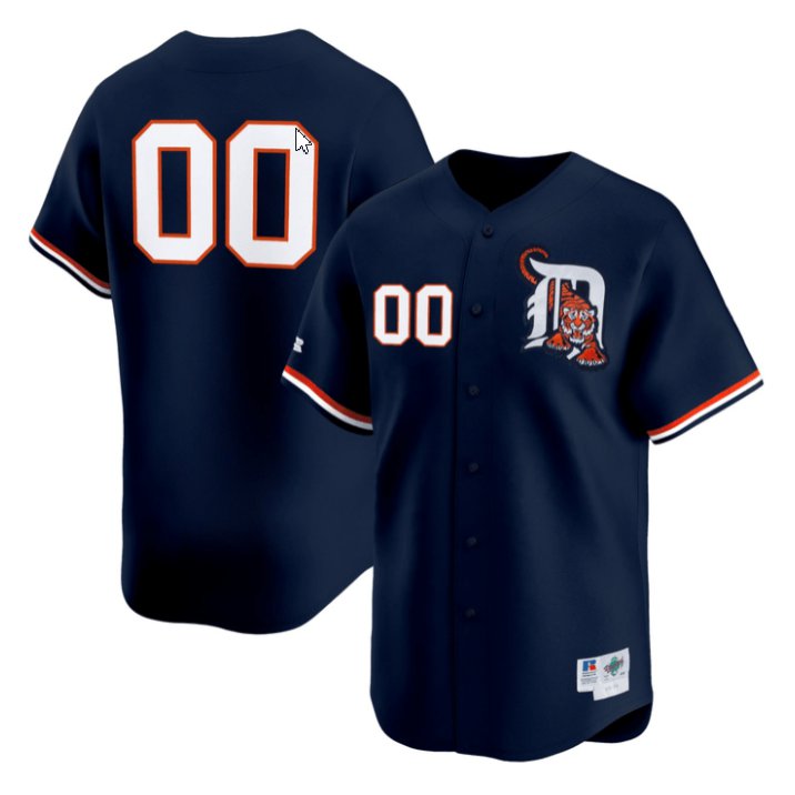 Custom Detroit Tigers Navy Big Team Patch Stitched Baseball Jersey