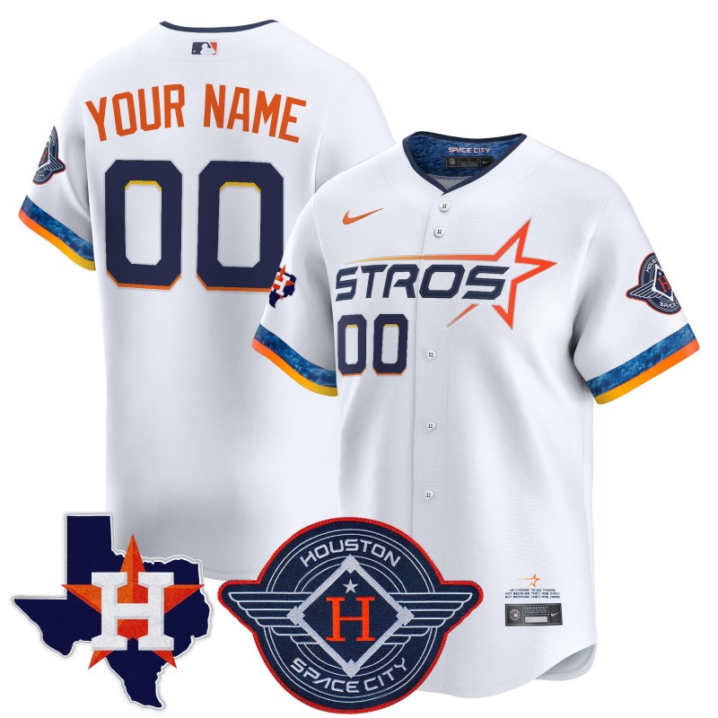 Houston Astros 2025 City Connect Texas Patch Vapor Premier Limited Custom Jersey White - All Stitched