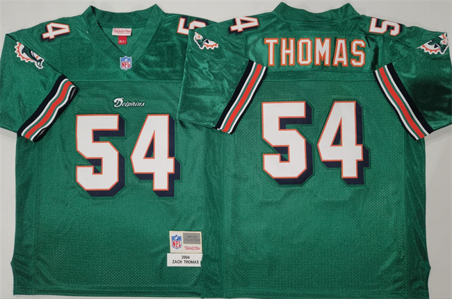 Men's Miami Dolphins #54 Zach Thomas Mitchell & Ness 2004 Replica Collection NFL Aqua Jersey