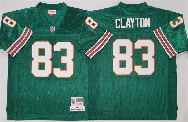 Men's Miami Dolphins #83 Mark Clayton Mitchell & Ness 1984 Replica Collection NFL Aqua Jersey