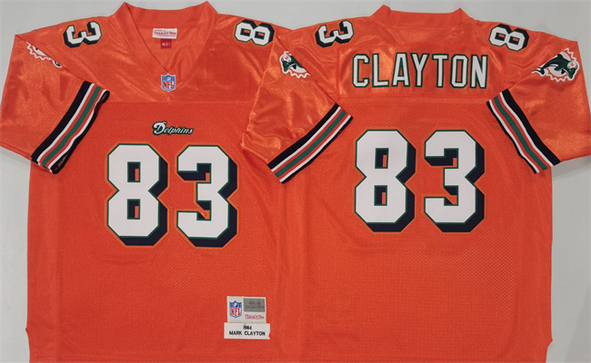 Men's Miami Dolphins #83 Mark Clayton Mitchell & Ness 1984 Replica Collection NFL Orange Jersey