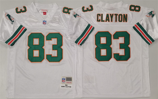 Men's Miami Dolphins #83 Mark Clayton Mitchell & Ness 1984 Replica Collection NFL White Jersey