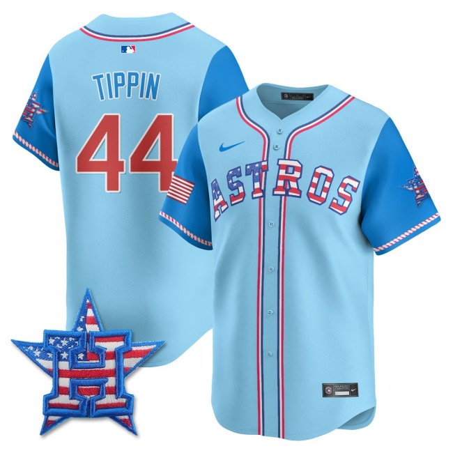 Men's Astros #44 Still Tippin Nike 2025 Fourth of July MLB Baseball Limited Jersey Light Blue Alternate - All Stitched