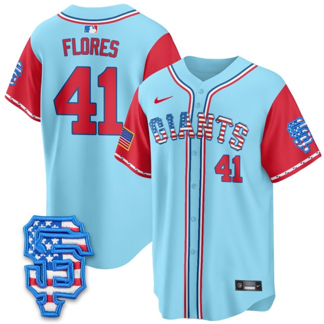 Men's SF Giants #41 Wilmer Flores Nike 2025 Fourth of July MLB Baseball Limited Jersey Light Blue Alternate - All Stitched