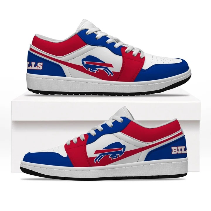 Buffalo Bills White Blue Red AJ1 Low Sneaker Shoes