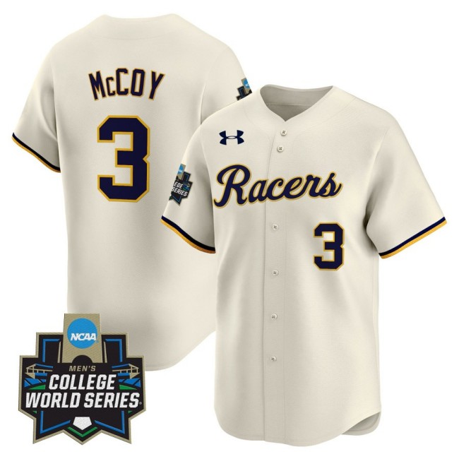 Men's Murray St. Racers #3 Jackson McCoy Cream 2025 NCAA Baseball MCWS Limited Jersey - All Stitched