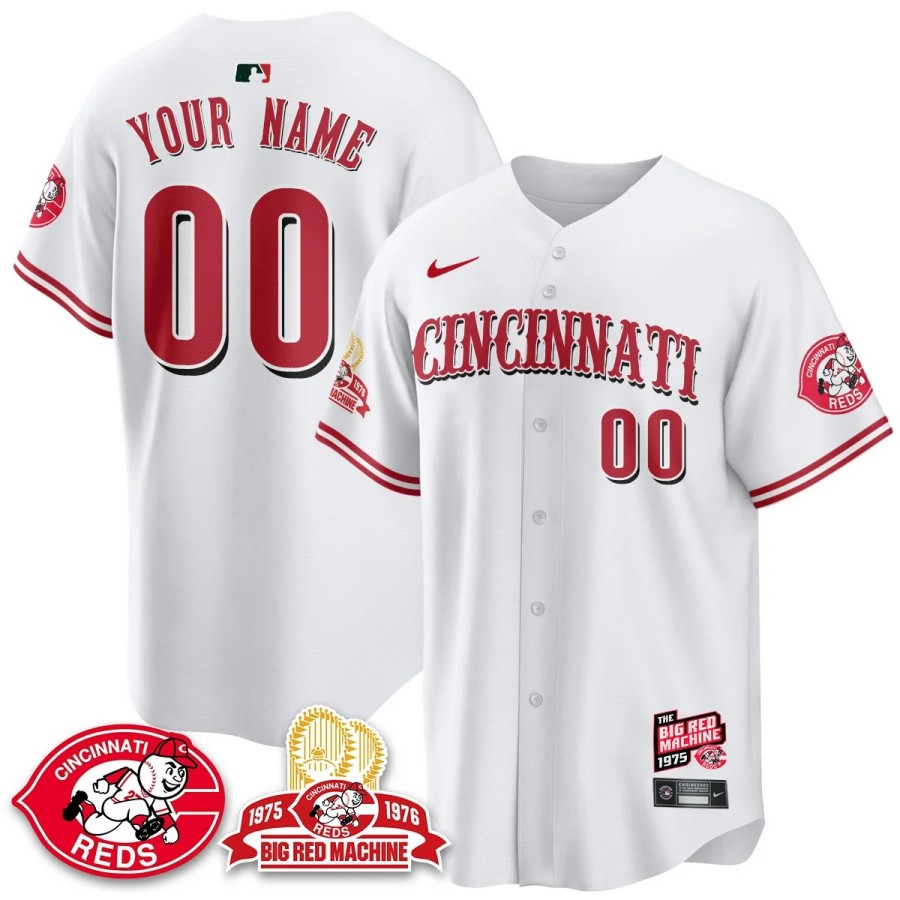 Cincinnati Reds 'Big Red Machine 50th ANNIV 1975 Custom Nike MLB Limited Jersey White - All Stitched