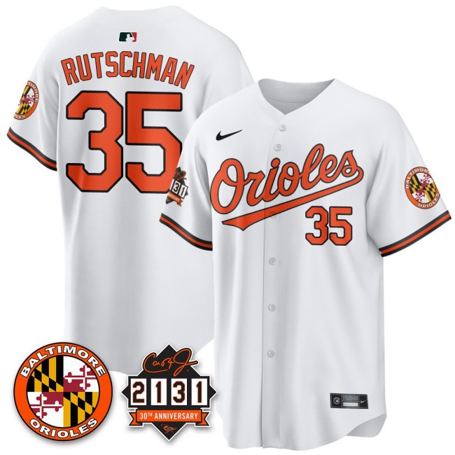 Men's Baltimore Orioles #35 Adley Rutschman Nike '30th of 2131 Limited MLB Baseball Jersey White