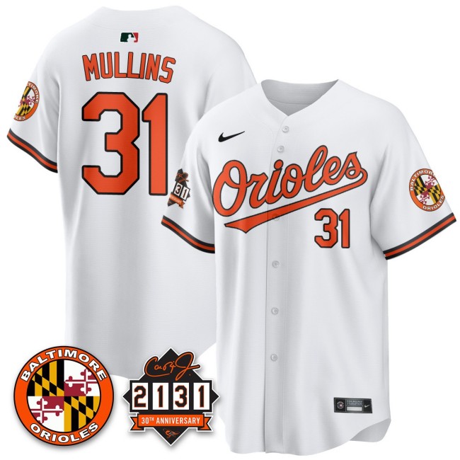Men's Baltimore Orioles #31 Cedric Mullins Nike '30th of 2131 Limited MLB Baseball Jersey White