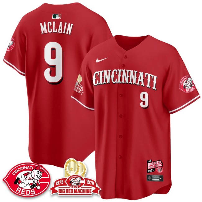 Men's Cincinnati Reds #9 Matt McLain Nike 'Big Red Machine 50th 1975 Limited MLB Jersey Red