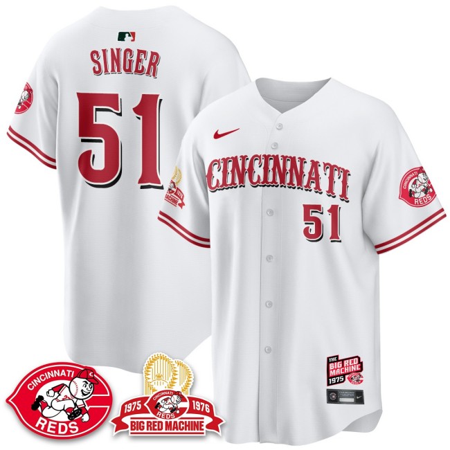 Men's Cincinnati Reds #51 Brady Singer Nike 'Big Red Machine 50th 1975 Limited MLB Jersey White
