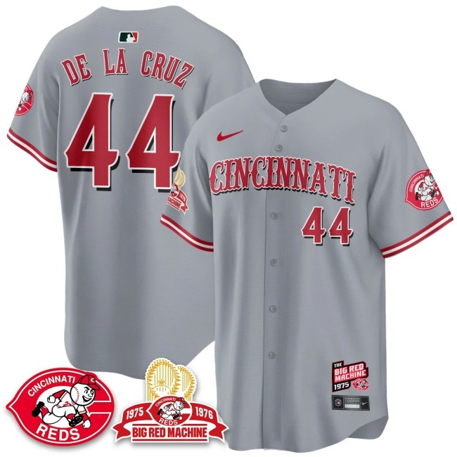 Men's Cincinnati Reds #44 Elly De La Cruz Nike 'Big Red Machine 50th 1975 Limited MLB Jersey Grey