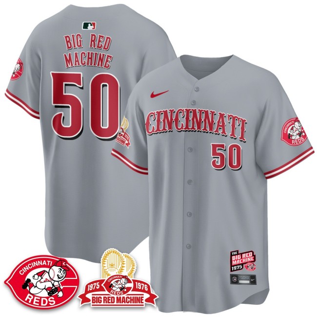 Men's Cincinnati Reds #50 'Big Red Machine 50th 1975  Nike Limited MLB Jersey Grey