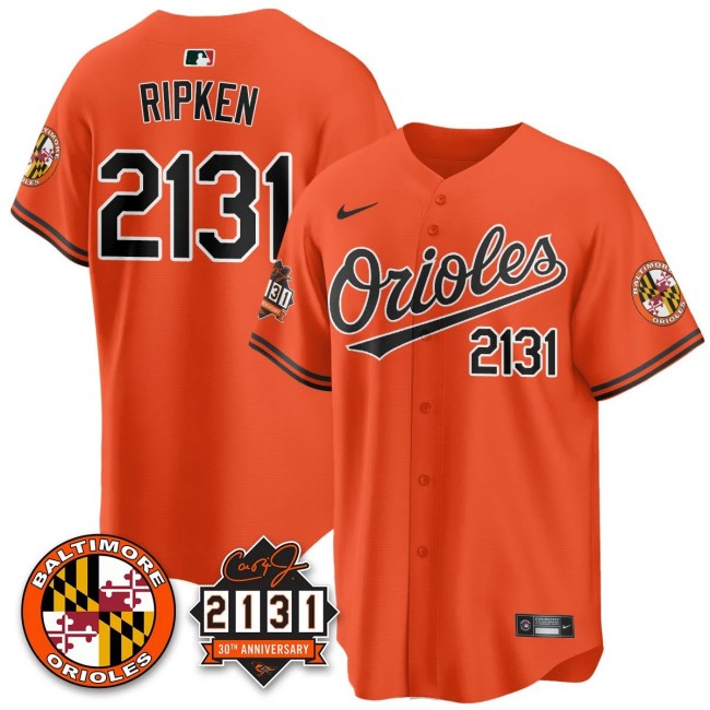 Men's Baltimore Orioles Cal Ripken Nike '30th of 2131 Limited Stitched Jersey Orange