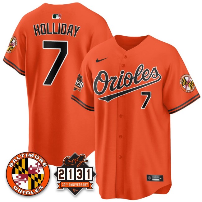 Men's Baltimore Orioles #7 Jackson Holliday Nike '30th of 2131 Limited Stitched Jersey Orange