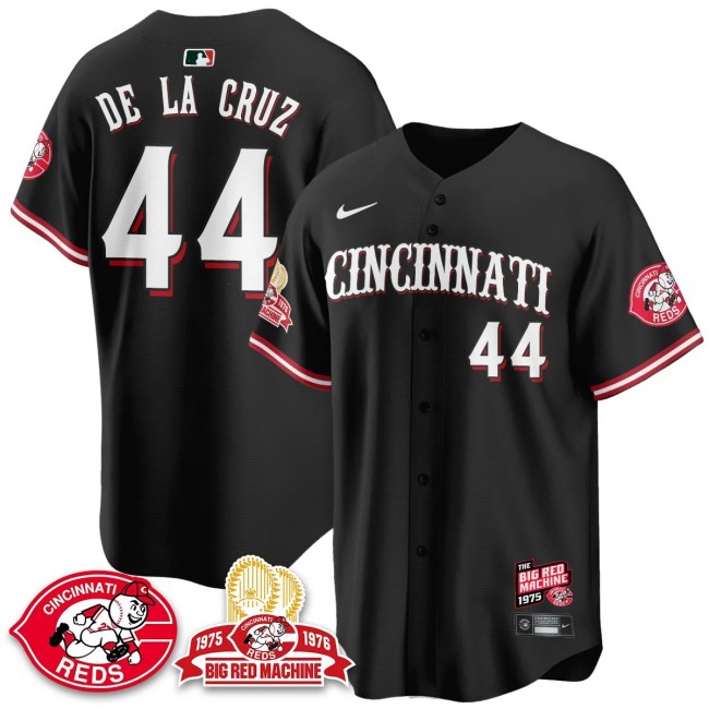 Men's Cincinnati Reds #44 Elly De La Cruz Nike 'Big Red Machine 50th 1975 Limited MLB Jersey Black