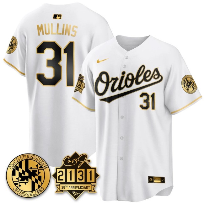Men's Baltimore Orioles #31 Cedric Mullins Nike '30th of 2131 MLB Limited Jersey White GOLD - All Stitched