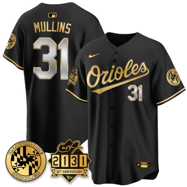 Men's Baltimore Orioles #31 Cedric Mullins Nike '30th of 2131 MLB Limited Jersey Black GOLD - All Stitched