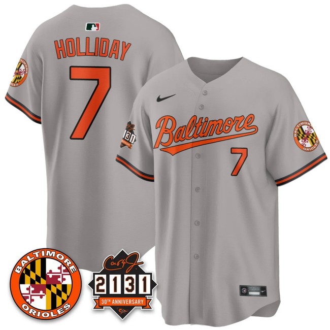Men's Baltimore Orioles #7 Jackson Holliday Nike '30th of 2131 MLB Limited Jersey Grey - ALL Stitched