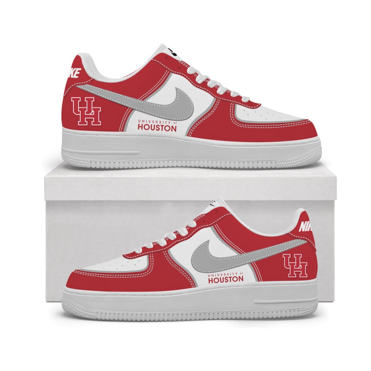 Houston Cougars Red & White Nike AF1 Shoes