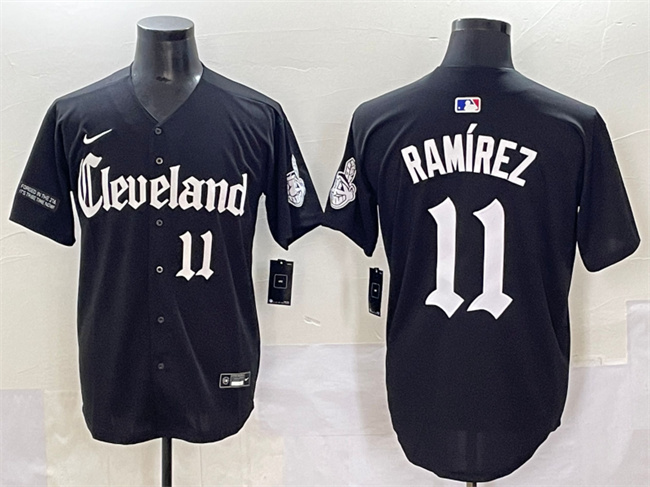 Men's Cleveland Indians #11 Jose Ramirez Black Gothic Vapor Premier Limited Stitched Baseball Jersey