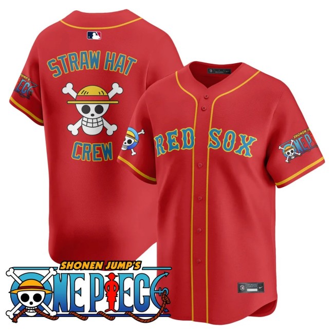 Boston Red Sox x 'ONE PIECE Straw Hat Red Nike 2025 MLB Limited Stitched Jersey