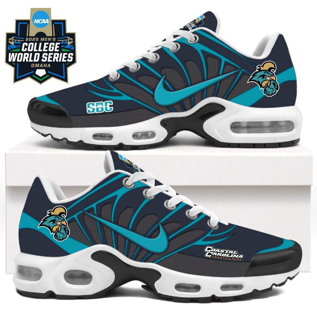 Coastal Carolina College Chanticleers 2025 World Series Air Max Plus Shoes Teal