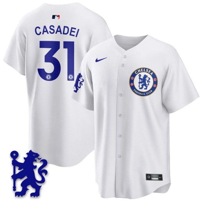 Men's Chelsea #31 Cesare Casadei White 2025 Soccer x Baseball Nike Limited MLB Jersey - All Stitched
