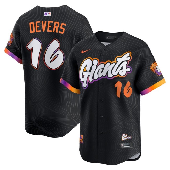 Men's Giants #16 Rafael Devers City Connect Nike 2025 MLB Limited Jersey Black - All Stitched