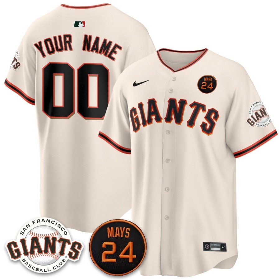 San Francisco Giants Custom Nike Cream 2025 Limited MLB Jersey 24 Mays Patch - All Stitched