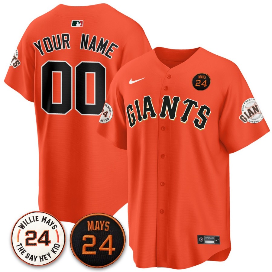 San Francisco Giants Custom Nike Orange 2025 Limited MLB Jersey 24 Mays Patch - All Stitched