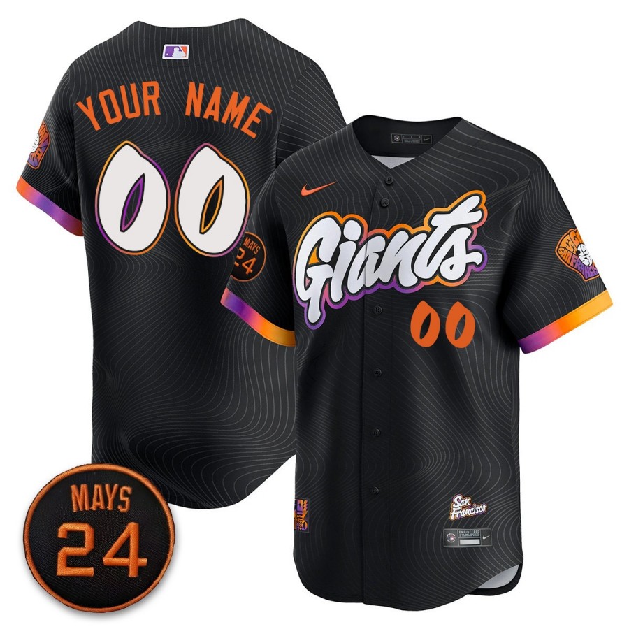 San Francisco Giants Custom Nike City Connect 2025 Limited MLB Jersey 24 Mays Patch - All Stitched