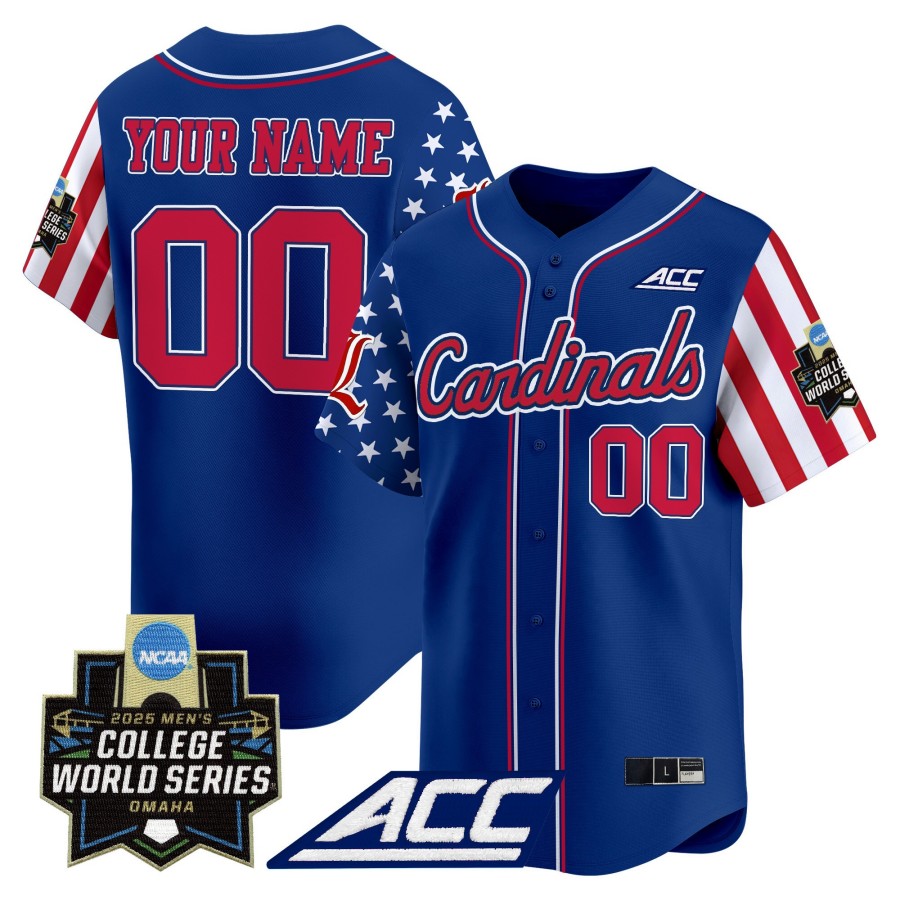 Louisville Cardinals Custom Royal 2025 Independence Day NCAA MCWS Baseball Limited Jersey - All Stitched