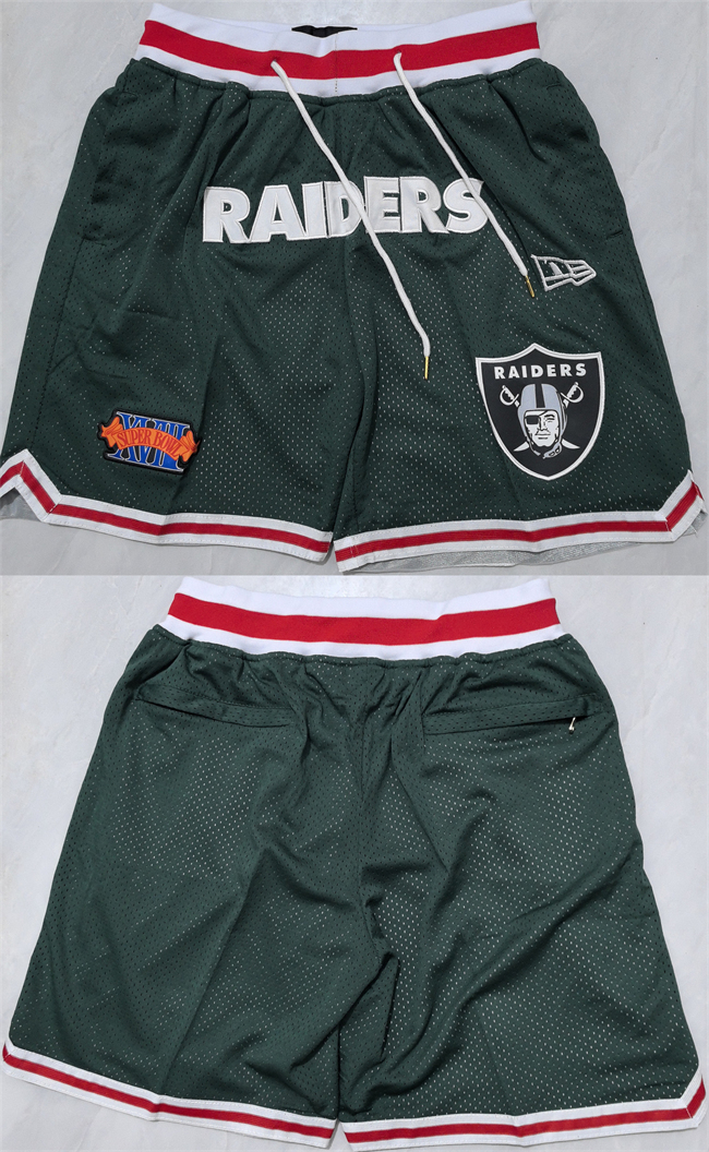 Men's Las Vegas Raiders Dark Green Black Shorts (Run Small)