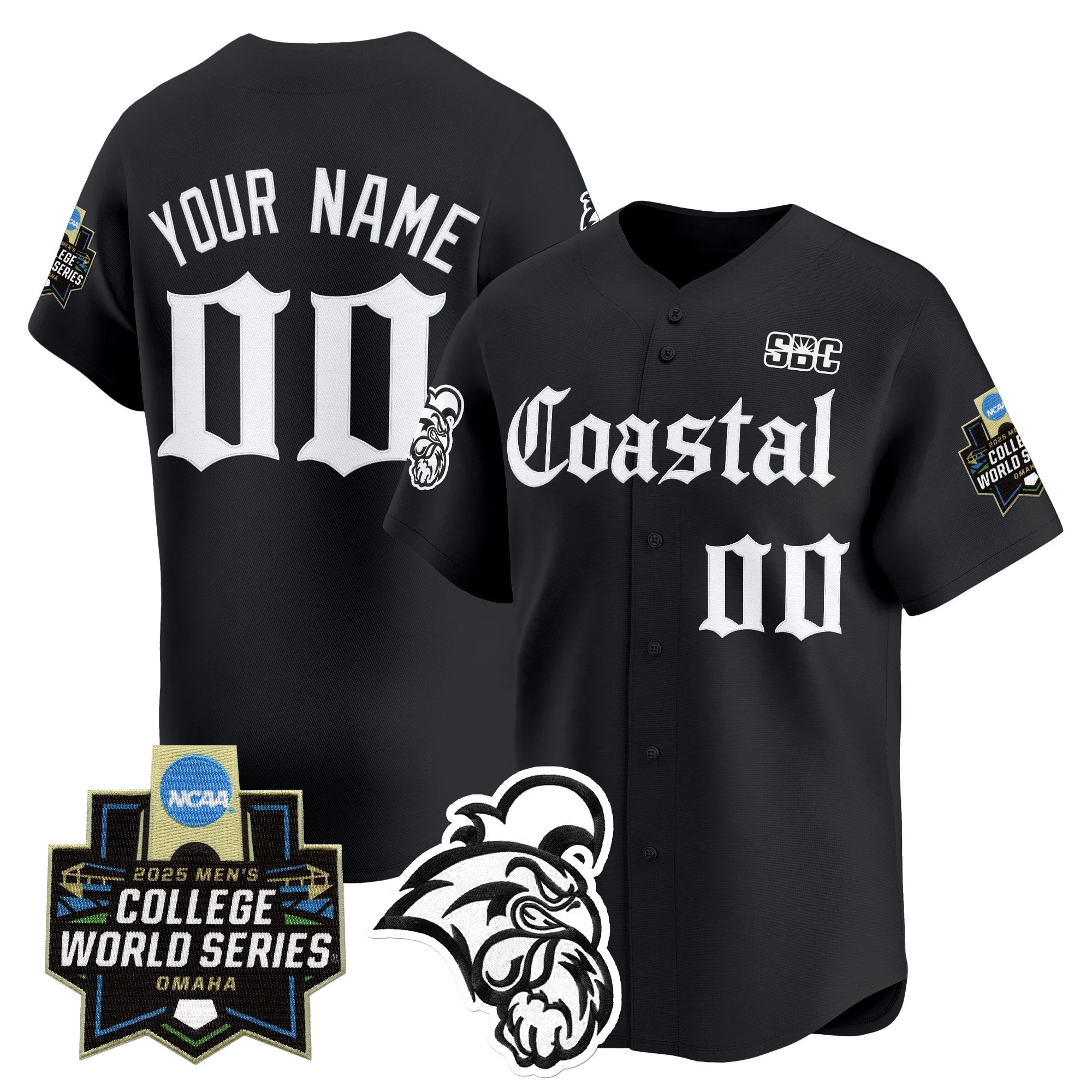 Custom Coastal Carolina Chanticleers 2025 NCAA MCWS 'Gothic Coastline Edition' Limited Baseball Jersey Black - All Stitched
