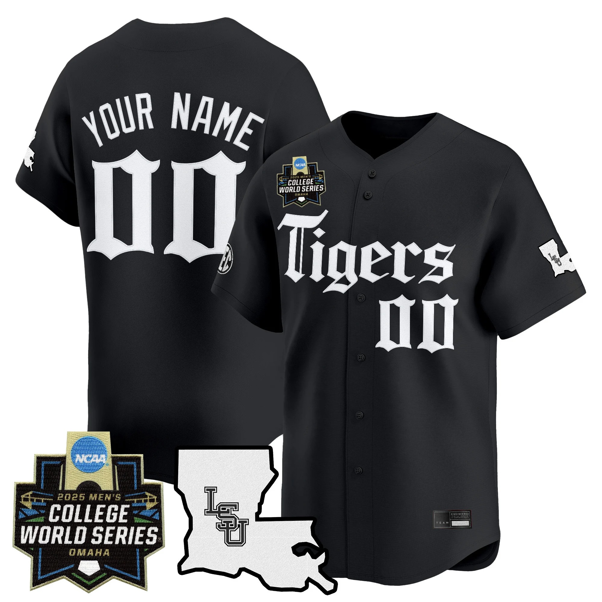 LSU Tigers Custom 2025 NCAA MCWS 'Gothic Geaux Edition' Limited Baseball Jersey Black - All Stitched