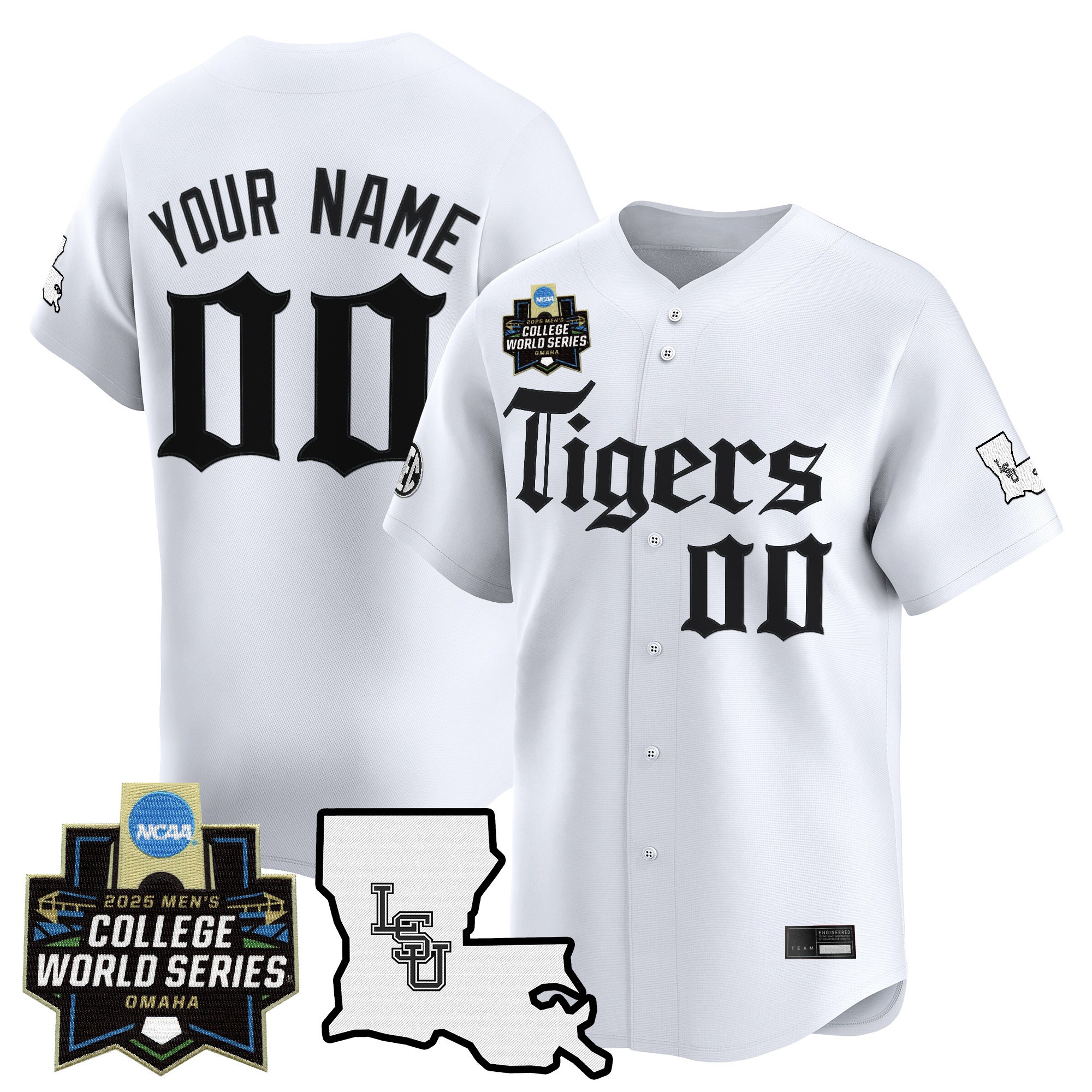 LSU Tigers Custom 2025 NCAA MCWS 'Gothic Geaux Edition' Limited Baseball Jersey White - All Stitched