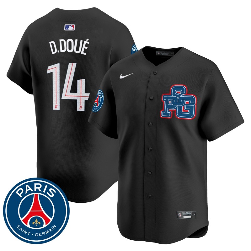 Paris Saint-Germain #14 Desire Doue Nike Black 2025 Vapor Stitched Baseball Jersey