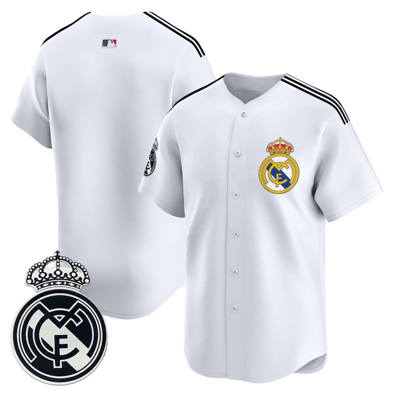 Real Madrid Team White 2025 Vapor Stitched Baseball Jersey