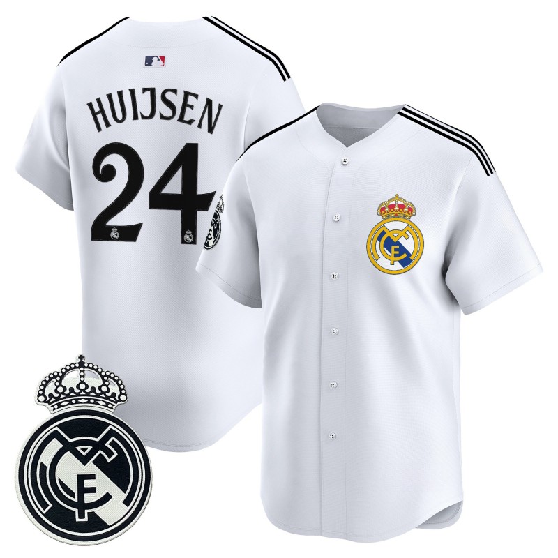 Real Madrid #24 Dean Huijsen White 2025 Vapor Stitched Baseball Jersey