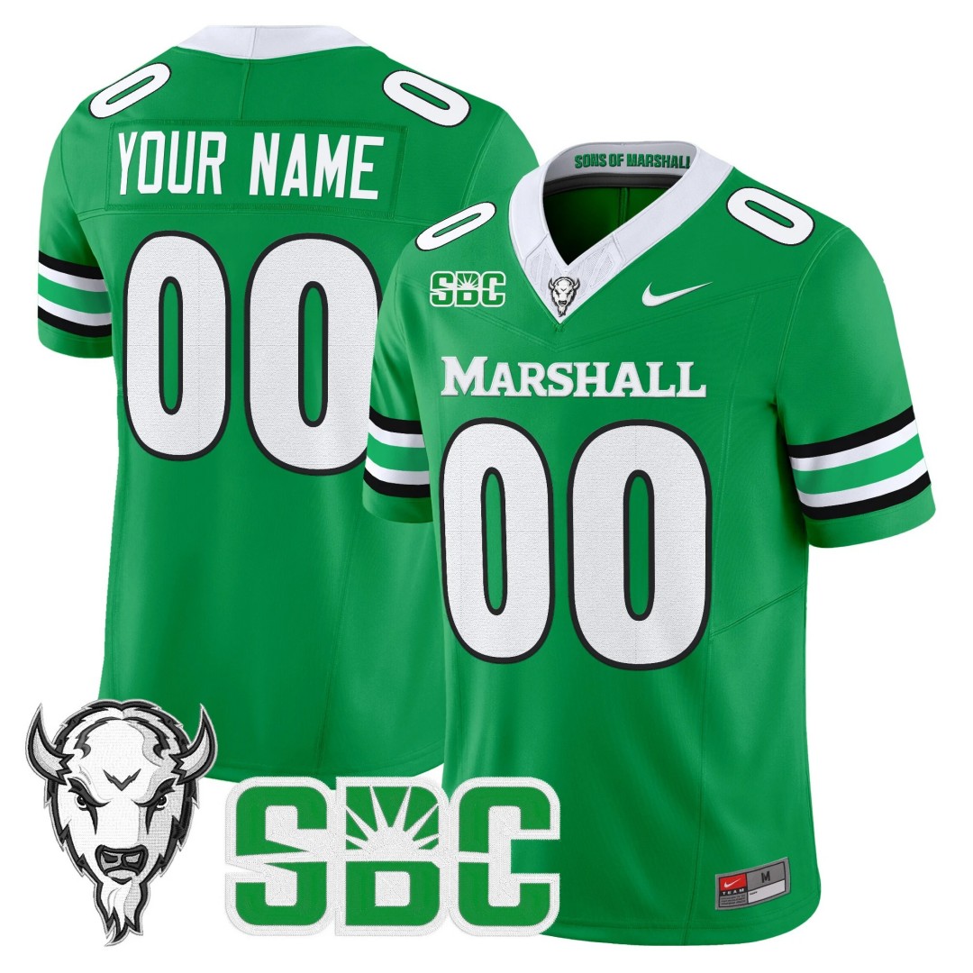 Marshall Thundering Herd Custom Nike 2025 FUSE Vapor Limited Football Jersey Kelly Green - All Stitched